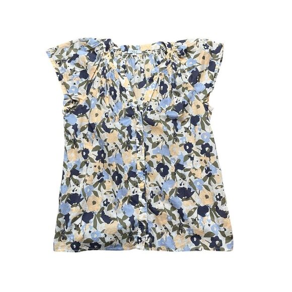 RAILS Alena Mod Floral V-Neck Button Down Short Sleeve Shirt Size Small - Picture 2 of 9